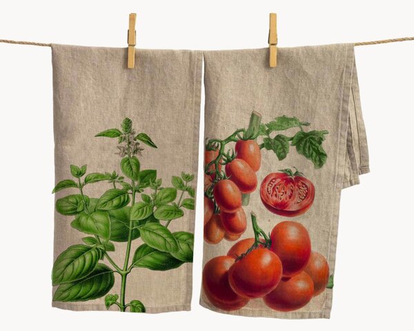 Sada lněných utěrek Tomato & Basil, 2 díly