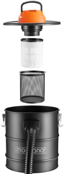 Vysavač na popel BENEDIKT, 1200 W, 18 kPa, černá/oranžová Monzana