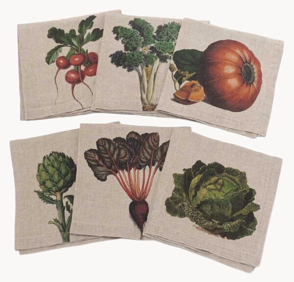 Sada lněných ubrousků Farm Vegetables, 6 dílů