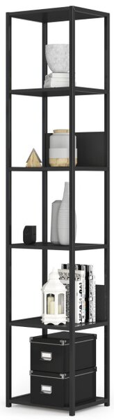 Kovový regál 40 cm, 6 polic, černý / černý