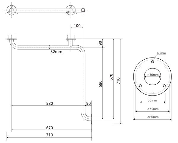 Sapho Sapho, Madlo do sprchy 670x670mm, nerez, XH544