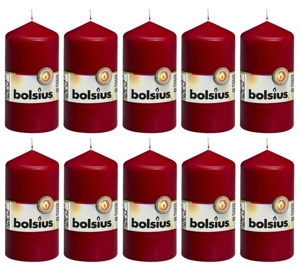 Bolsius Válcové svíčky 10 ks 120 x 58 mm vínové