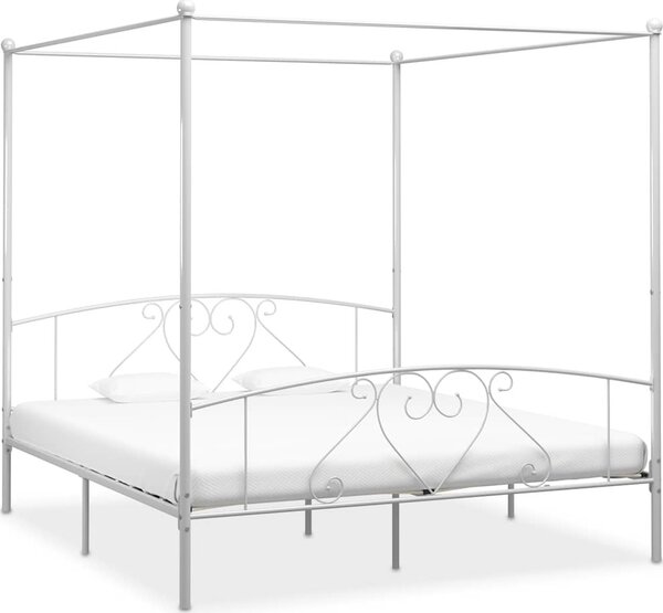 VidaXL Rám postele s nebesy kovový [284428] Barva: Bílá, Velikost: 90 x 200 cm (rám 209 x 97,5 x 198 cm)