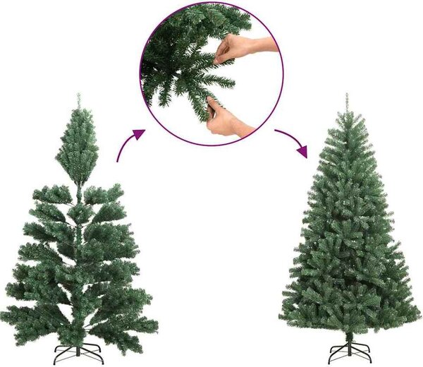 VidaXL Úzký umělý vánoční stromek se stojanem PVC [357684] Barva: Zelená, Velikost: 180 cm