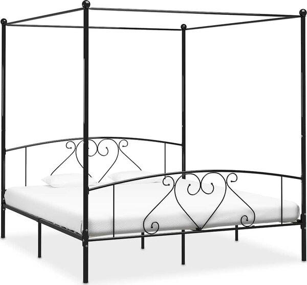 VidaXL Rám postele s nebesy kovový [284428] Barva: Bílá, Velikost: 90 x 200 cm (rám 209 x 97,5 x 198 cm)