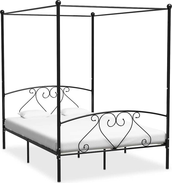 VidaXL Rám postele s nebesy kovový [284428] Barva: Bílá, Velikost: 90 x 200 cm (rám 209 x 97,5 x 198 cm)