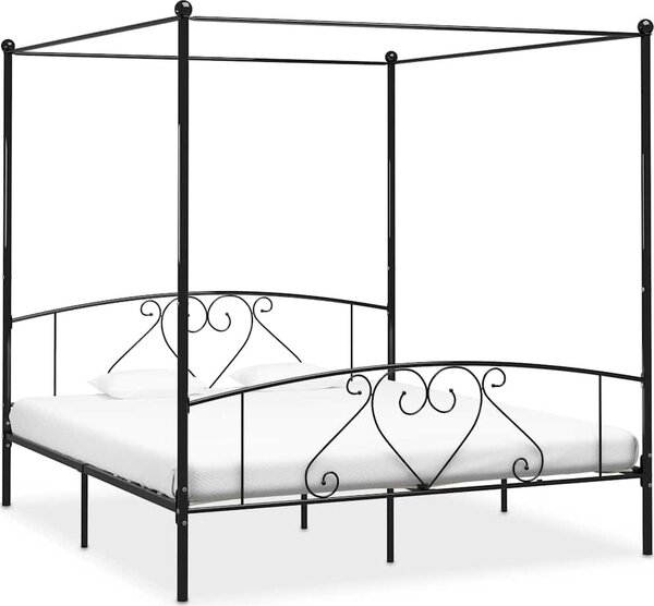 VidaXL Rám postele s nebesy kovový [284428] Barva: Bílá, Velikost: 90 x 200 cm (rám 209 x 97,5 x 198 cm)