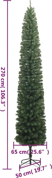 VidaXL Úzký umělý vánoční stromek se stojanem PVC [357684] Barva: Zelená, Velikost: 180 cm