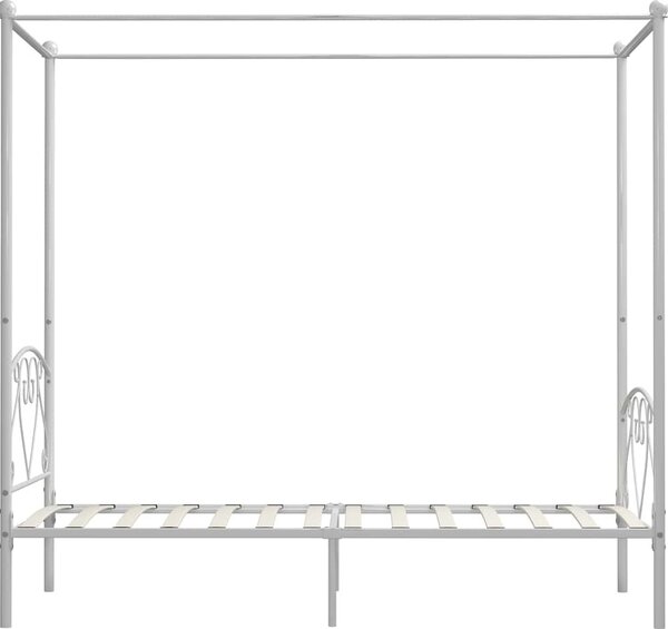 VidaXL Rám postele s nebesy kovový [284428] Barva: Bílá, Velikost: 90 x 200 cm (rám 209 x 97,5 x 198 cm)