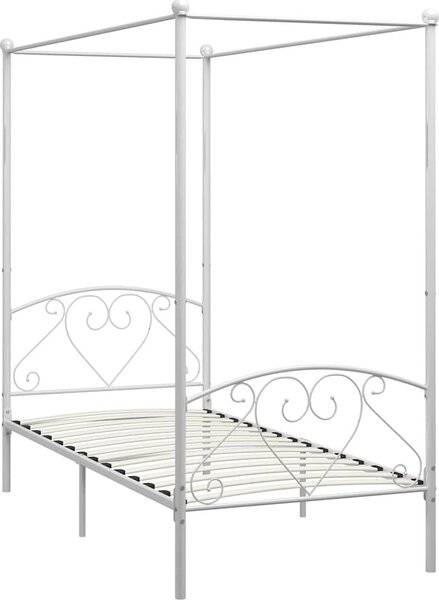 VidaXL Rám postele s nebesy kovový [284428] Barva: Bílá, Velikost: 90 x 200 cm (rám 209 x 97,5 x 198 cm)
