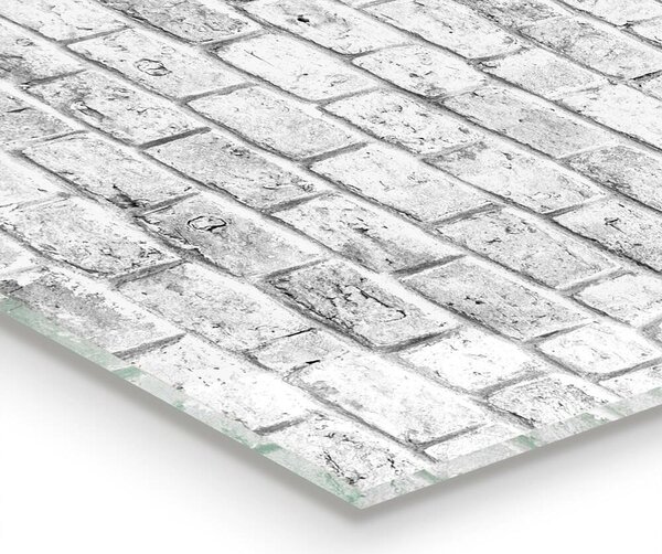 Kuchyňský skleněný panel Šedá cihla přírodní kámen