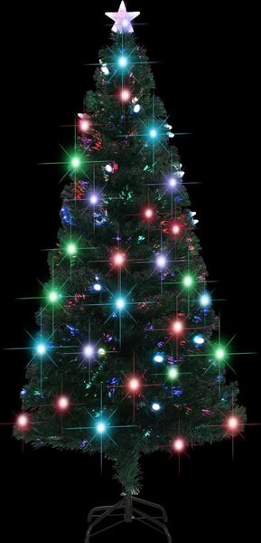VidaXL Předem osvětlený vánoční stromek se stojanem a LED optické vlákno [284302] Velikost: 150 x 70 cm