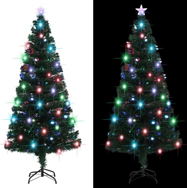VidaXL Předem osvětlený vánoční stromek se stojanem a LED optické vlákno [284302] Velikost: 150 x 70 cm