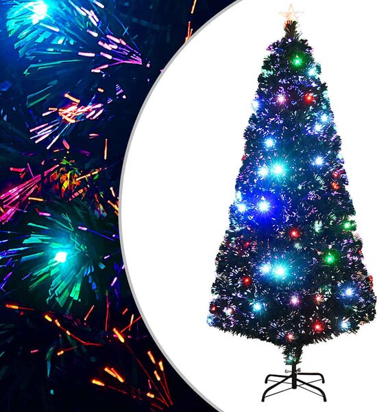 VidaXL Předem osvětlený vánoční stromek se stojanem a LED optické vlákno [284302] Velikost: 150 x 70 cm