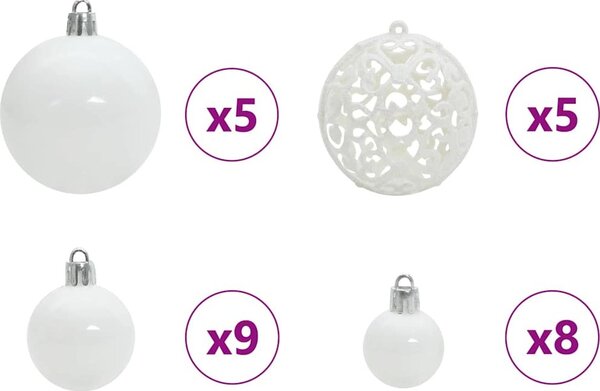 VidaXL Umělý osvětlený vánoční stromeček PVC, s 61 bílými míčky [3397183] Barva: Růžová, Velikost: 150 cm