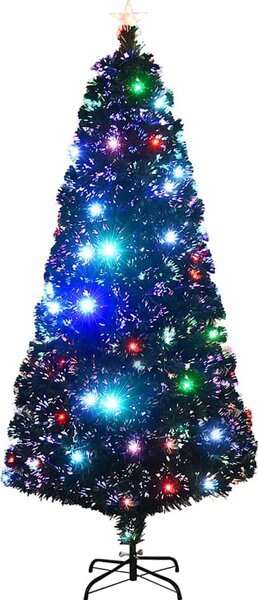 VidaXL Předem osvětlený vánoční stromek se stojanem a LED optické vlákno [284302] Velikost: 150 x 70 cm