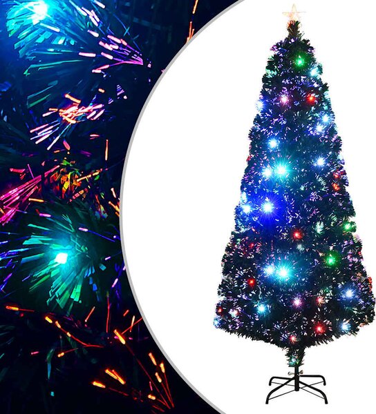 VidaXL Předem osvětlený vánoční stromek se stojanem a LED optické vlákno [284302] Velikost: 150 x 70 cm