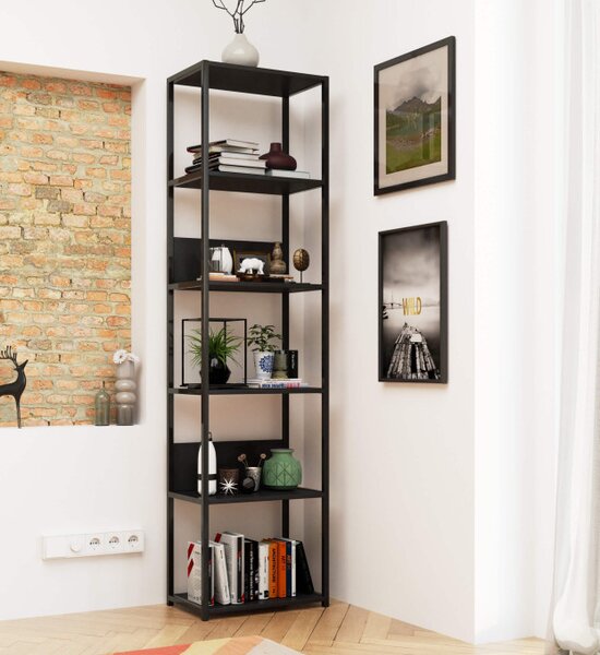 Průmyslový regál 50 cm, 6 polic, černý / černý