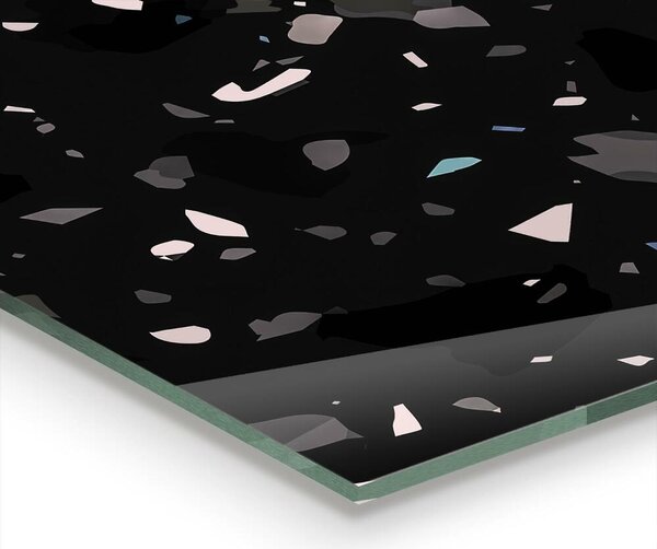 Skleněný panel Černý mramor terrazzo terazzo