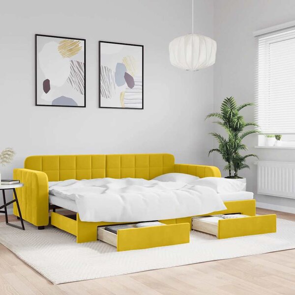 VidaXL Válenda s přistýlkou a zásuvkami samet, s přistýlkou a zásuvkou [3196975] Barva: Růžová, Velikost: 90 x 200 cm