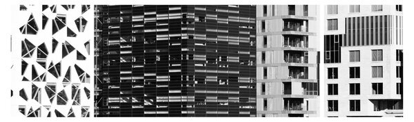Obraz černobílé architektury (170x50 cm)