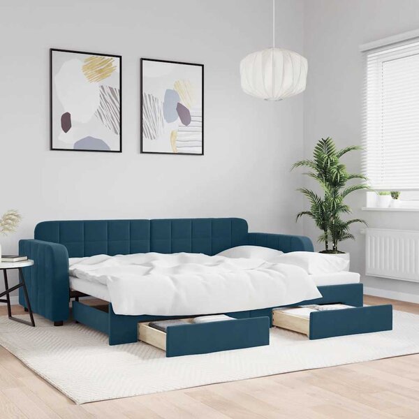 VidaXL Válenda s přistýlkou a zásuvkami samet, s přistýlkou a zásuvkou [3196975] Barva: Růžová, Velikost: 90 x 200 cm