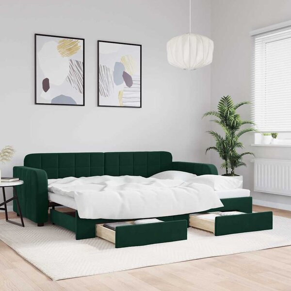 VidaXL Válenda s přistýlkou a zásuvkami samet, s přistýlkou a zásuvkou [3196975] Barva: Růžová, Velikost: 90 x 200 cm