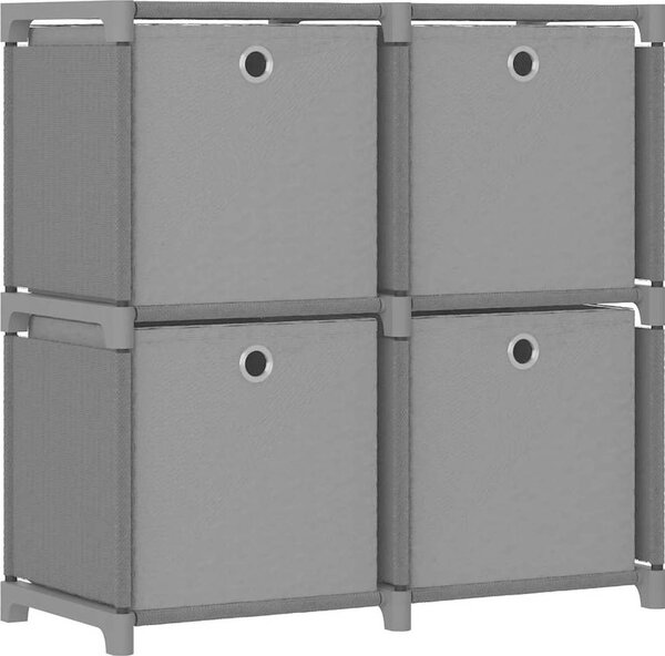 VidaXL Výstavní police 15 přihrádek s boxy textil [322617] Barva: Šedá, Velikost: 9 kostek