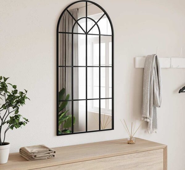 VidaXL Nástěnné zrcadlo černé oblouk železo [358624] Velikost: 40 x 80 cm