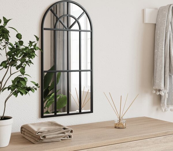 VidaXL Nástěnné zrcadlo černé oblouk železo [358624] Velikost: 40 x 80 cm