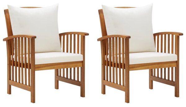 Zahradní židle s poduškami 2 ks masivní akáciové dřevo