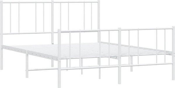 VidaXL Kovový rám postele s hlavovým a nožním čelem, světlá výška pod postelí 26 cm [352547] Barva: Bílá, Velikost: 80 x 200 cm (rám 207 x 85 x 90 cm)