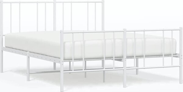 VidaXL Kovový rám postele s hlavovým a nožním čelem, světlá výška pod postelí 26 cm [352547] Barva: Bílá, Velikost: 80 x 200 cm (rám 207 x 85 x 90 cm)