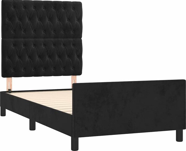 VidaXL Rám postele bez matrací samet, prošívaný design [3125924] Barva: Tmavě šedá, Velikost: 90 x 190 cm (rám 193 x 93 x 118/128 cm)