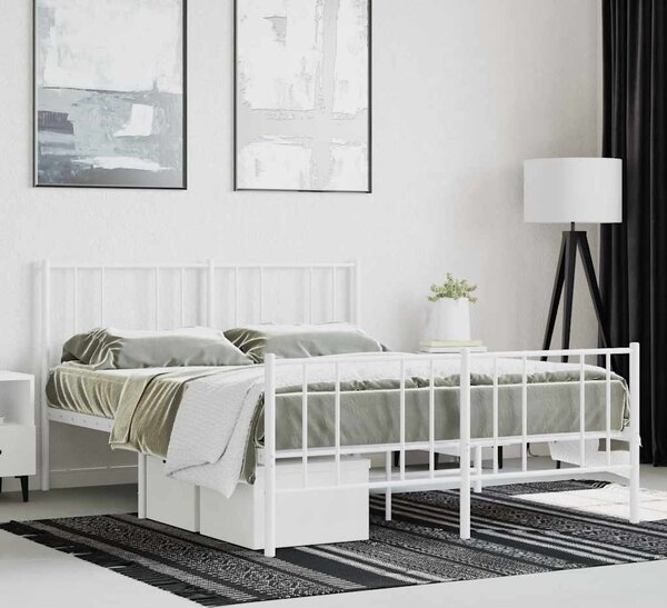 VidaXL Kovový rám postele s hlavovým a nožním čelem, světlá výška pod postelí 26 cm [352547] Barva: Bílá, Velikost: 80 x 200 cm (rám 207 x 85 x 90 cm)