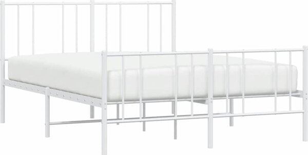 VidaXL Kovový rám postele s hlavovým a nožním čelem, světlá výška pod postelí 26 cm [352547] Barva: Bílá, Velikost: 80 x 200 cm (rám 207 x 85 x 90 cm)