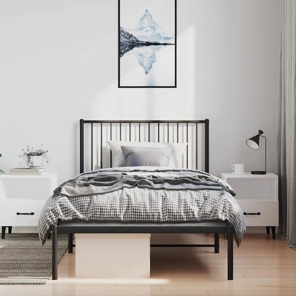 VidaXL Kovový rám postele s čelem, světlá výška pod postelí 26 cm [350858] Barva: Černá, Velikost: 90 x 200 cm (rám 207 x 95 x 90,5 cm)