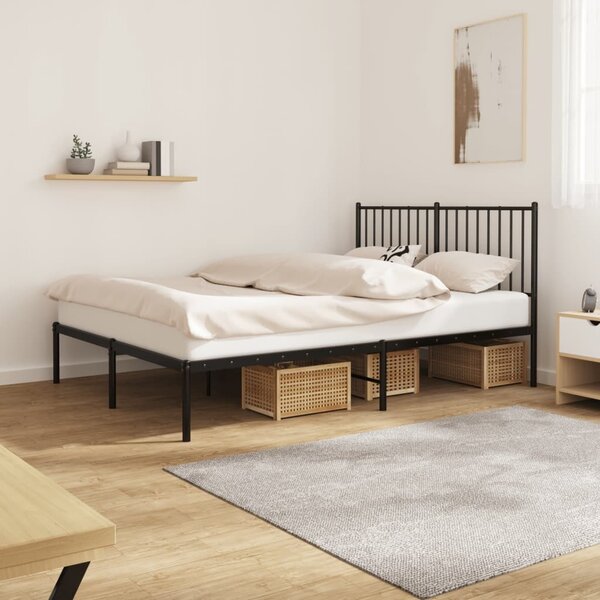 VidaXL Kovový rám postele s čelem, světlá výška pod postelí 26 cm [350858] Barva: Černá, Velikost: 90 x 200 cm (rám 207 x 95 x 90,5 cm)