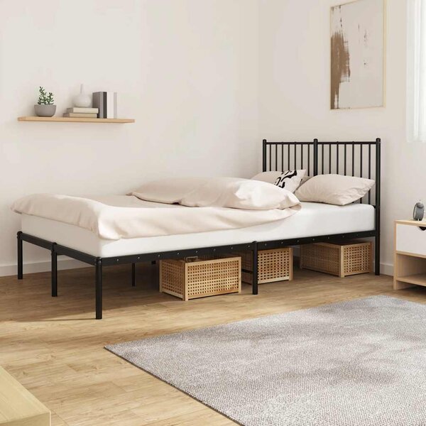 VidaXL Kovový rám postele s čelem, světlá výška pod postelí 26 cm [350858] Barva: Černá, Velikost: 90 x 200 cm (rám 207 x 95 x 90,5 cm)