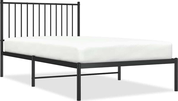 VidaXL Kovový rám postele s čelem, světlá výška pod postelí 26 cm [350858] Barva: Černá, Velikost: 90 x 200 cm (rám 207 x 95 x 90,5 cm)