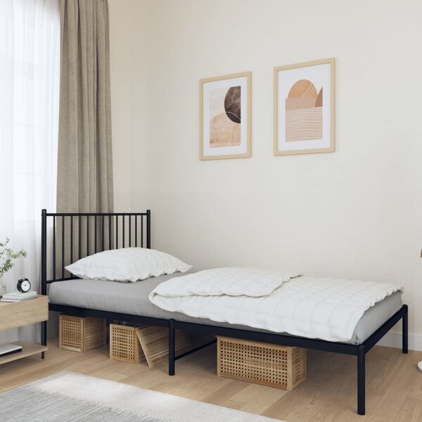 VidaXL Kovový rám postele s čelem, světlá výška pod postelí 26 cm [350858] Barva: Černá, Velikost: 90 x 200 cm (rám 207 x 95 x 90,5 cm)