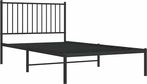 VidaXL Kovový rám postele s čelem, světlá výška pod postelí 26 cm [350858] Barva: Černá, Velikost: 90 x 200 cm (rám 207 x 95 x 90,5 cm)