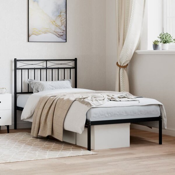 VidaXL Kovový rám postele s čelem, světlá výška pod postelí 26 cm [373738] Barva: Černá, Velikost: 80 x 200 cm (rám 207 x 85 x 91 cm)