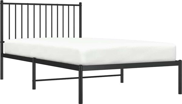 VidaXL Kovový rám postele s čelem, světlá výška pod postelí 26 cm [350858] Barva: Černá, Velikost: 90 x 200 cm (rám 207 x 95 x 90,5 cm)