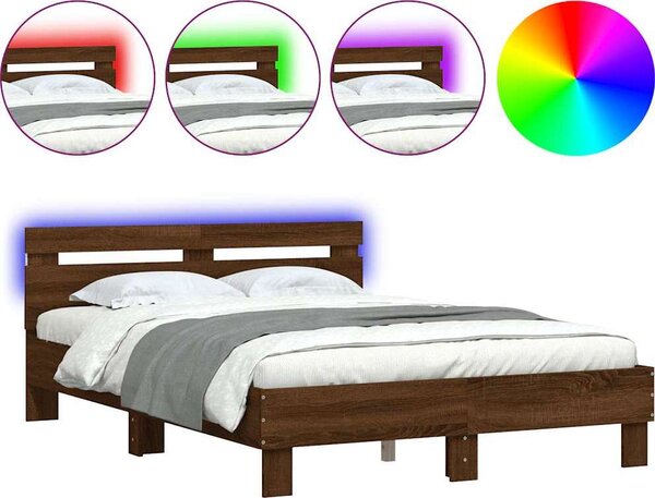 VidaXL Rám postele s čelem a LED osvětlením [3207580] Barva: Bílá, Velikost: 180 x 200 cm (rám 203 x 185 x 70 cm)