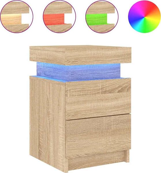 VidaXL Noční stolek s LED osvětlením 35 x 39 x 55 cm [836751] Barva: dub sonoma