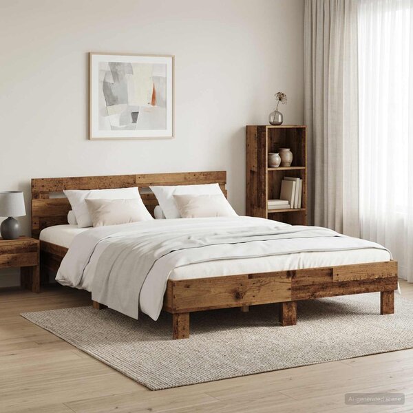 VidaXL Rám postele s čelem kompozitní dřevo [3207451] Barva: Bílá, Velikost: 140 x 200 cm (rám 203 x 145 x 70 cm)