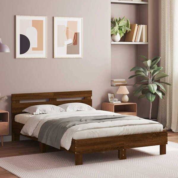VidaXL Rám postele s čelem kompozitní dřevo [3207451] Barva: Bílá, Velikost: 140 x 200 cm (rám 203 x 145 x 70 cm)