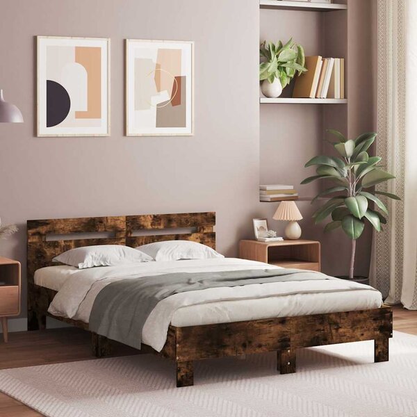 VidaXL Rám postele s čelem kompozitní dřevo [3207451] Barva: Bílá, Velikost: 140 x 200 cm (rám 203 x 145 x 70 cm)