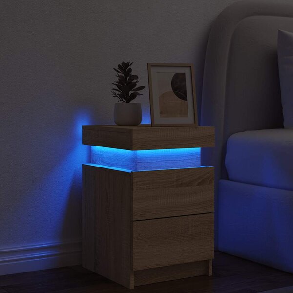 VidaXL Noční stolek s LED osvětlením 35 x 39 x 55 cm [836751] Barva: dub sonoma